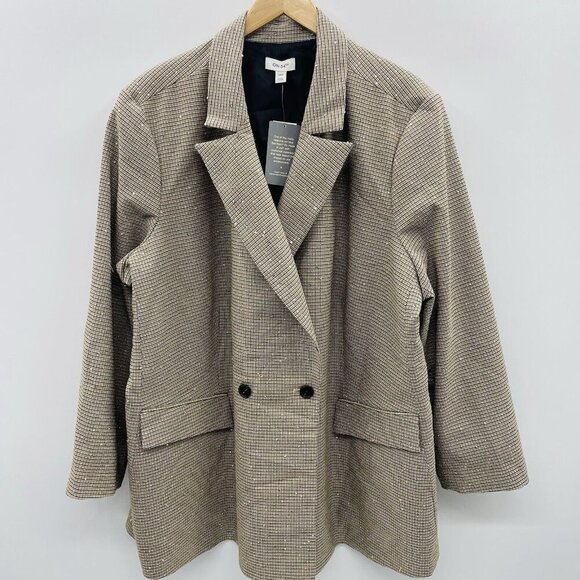 On 34th Womens Plus Size 24W Sequin Plaid Double-Breasted Blazer Jacket $99 313 - Picture 2 of 7